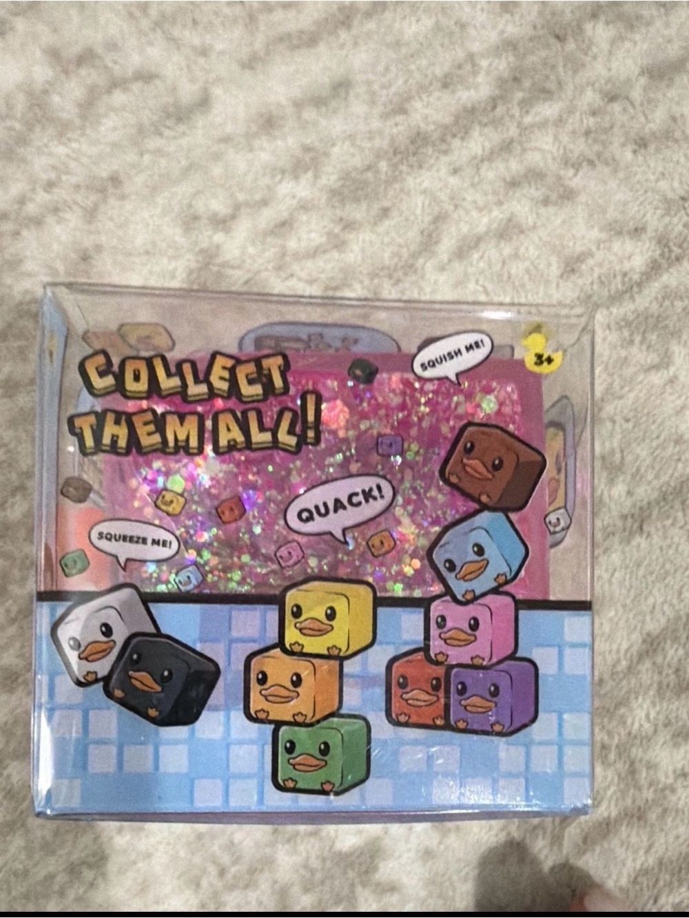 PPNC Duck Duck Cube! Pink Glitter Squeeze/Stack Toy - Picture 3 of 4